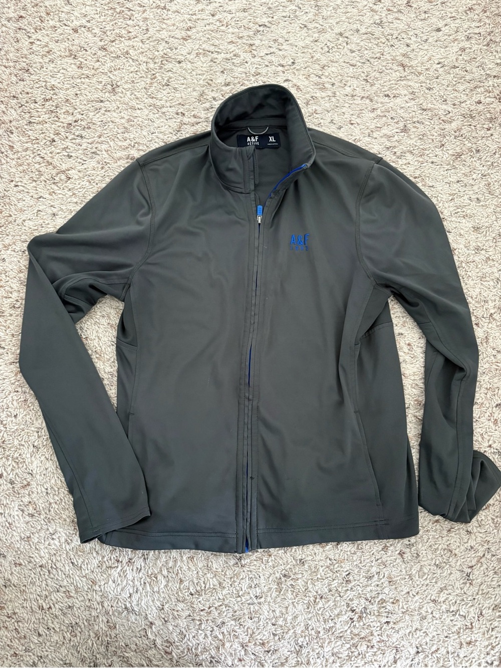 Y2K A&F Abercrombie Men’s Active Mock Neck Jacket Dark Gray Size XL